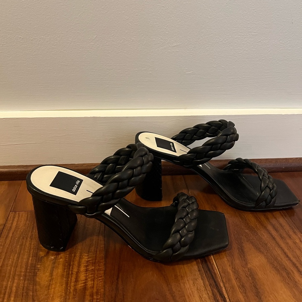 Dolce Vita Black Braided Heeled Sandals